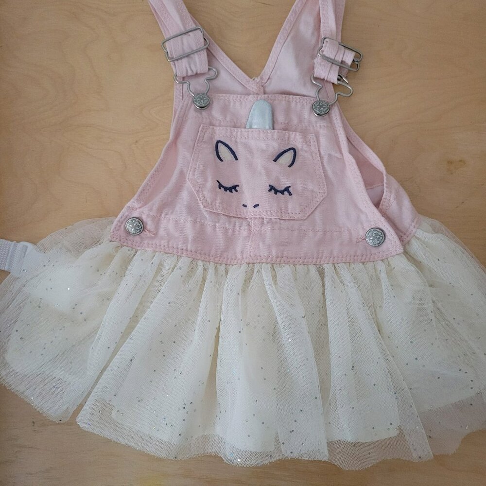OshKosh B'Gosh pink unicorn overall dress - Size 12 months